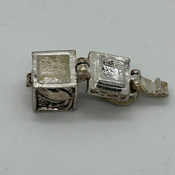 Vintage Silver-Tone Prayer Box Charm or Pendant With Intricate Praying Hands - Picture 9 of 9